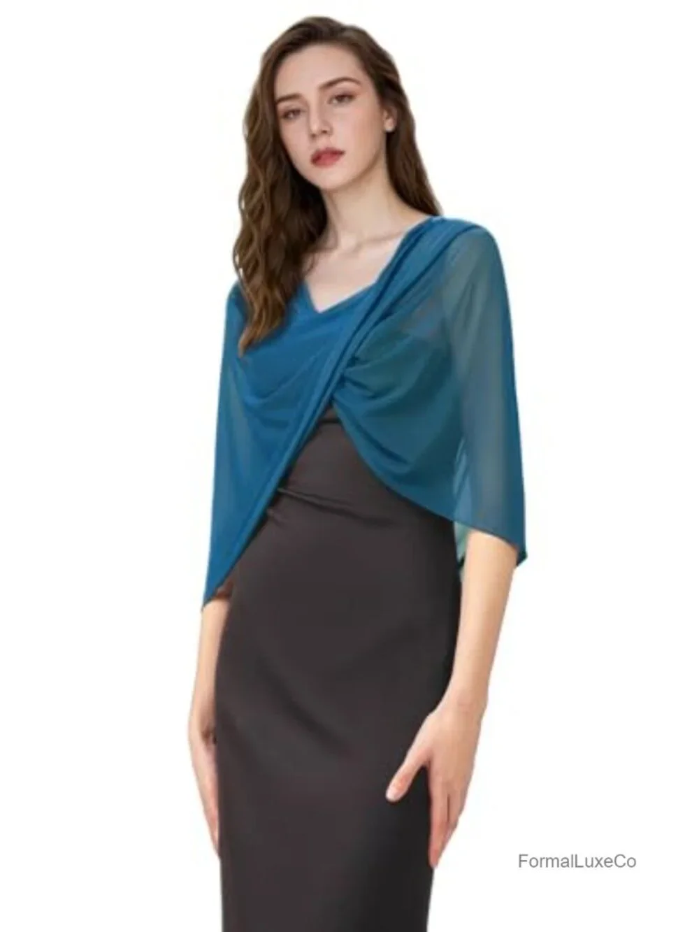 Sheer Chiffon Wrap Shawl for Evening Dresses & Weddings
